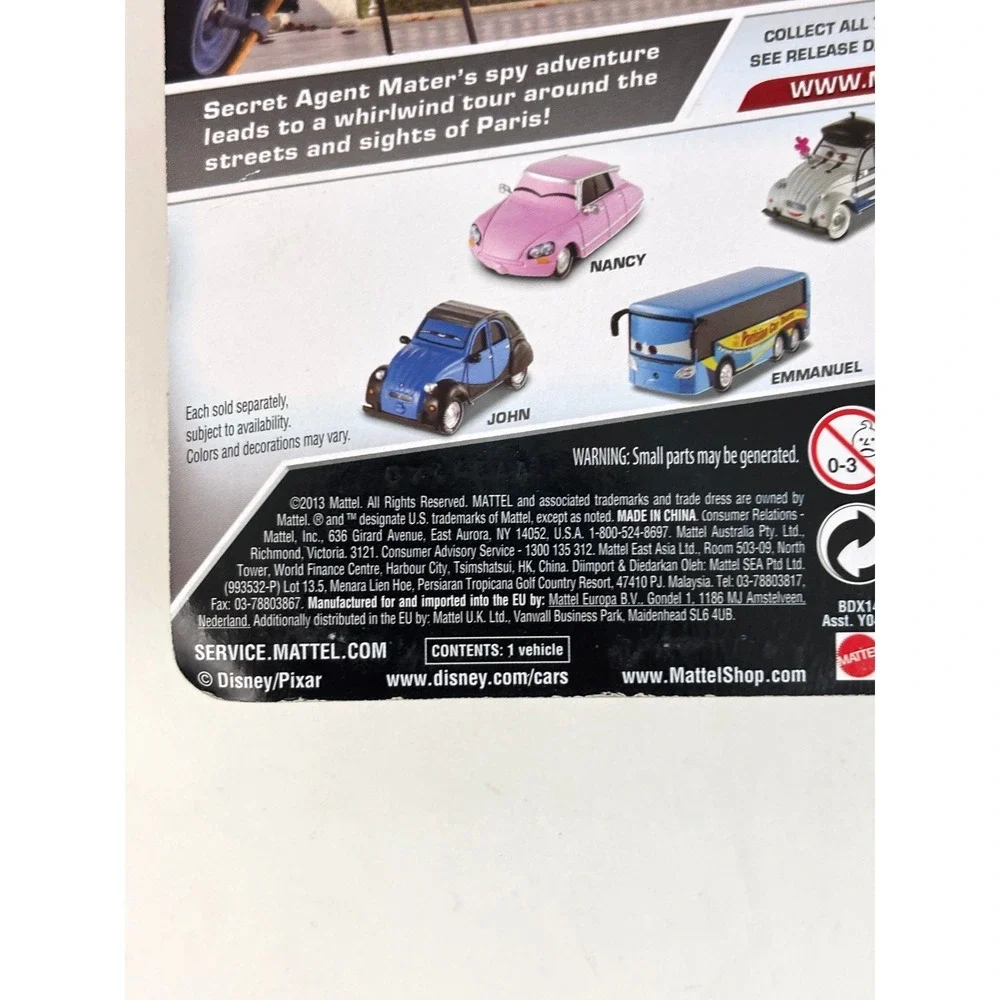 Disney Pixar Cars Lubewig Paris Tour Mattel 1 55 Diecast New Sealed